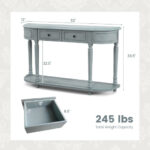 52 Inch Blue Vintage Console Table with Drawers and Shelf 12 52 Inch Blue Vintage Console Table with Drawers and Shelf