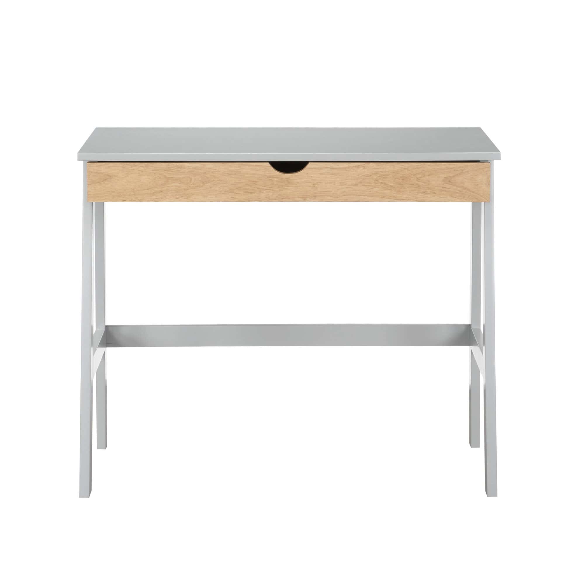 Gray and Natural Writing Desk with Drawer for Home Office 2 Gray and Natural Writing Desk with Drawer for Home Office - Image 2