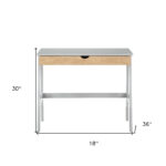 Gray and Natural Writing Desk with Drawer for Home Office 8 Gray and Natural Writing Desk with Drawer for Home Office