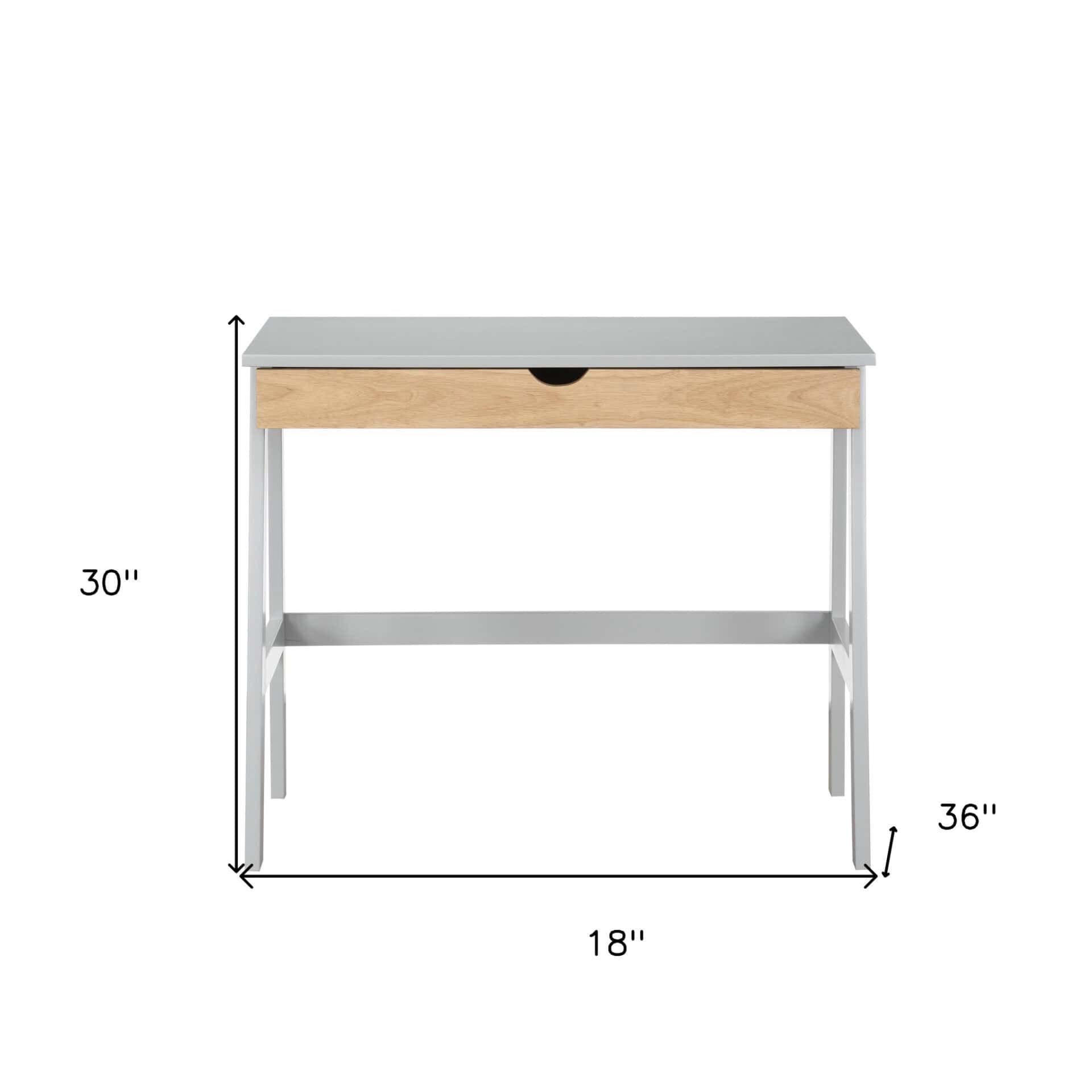 Gray and Natural Writing Desk with Drawer for Home Office 4 Gray and Natural Writing Desk with Drawer for Home Office - Image 4