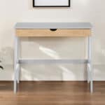 Gray and Natural Writing Desk with Drawer for Home Office 5 Gray and Natural Writing Desk with Drawer for Home Office