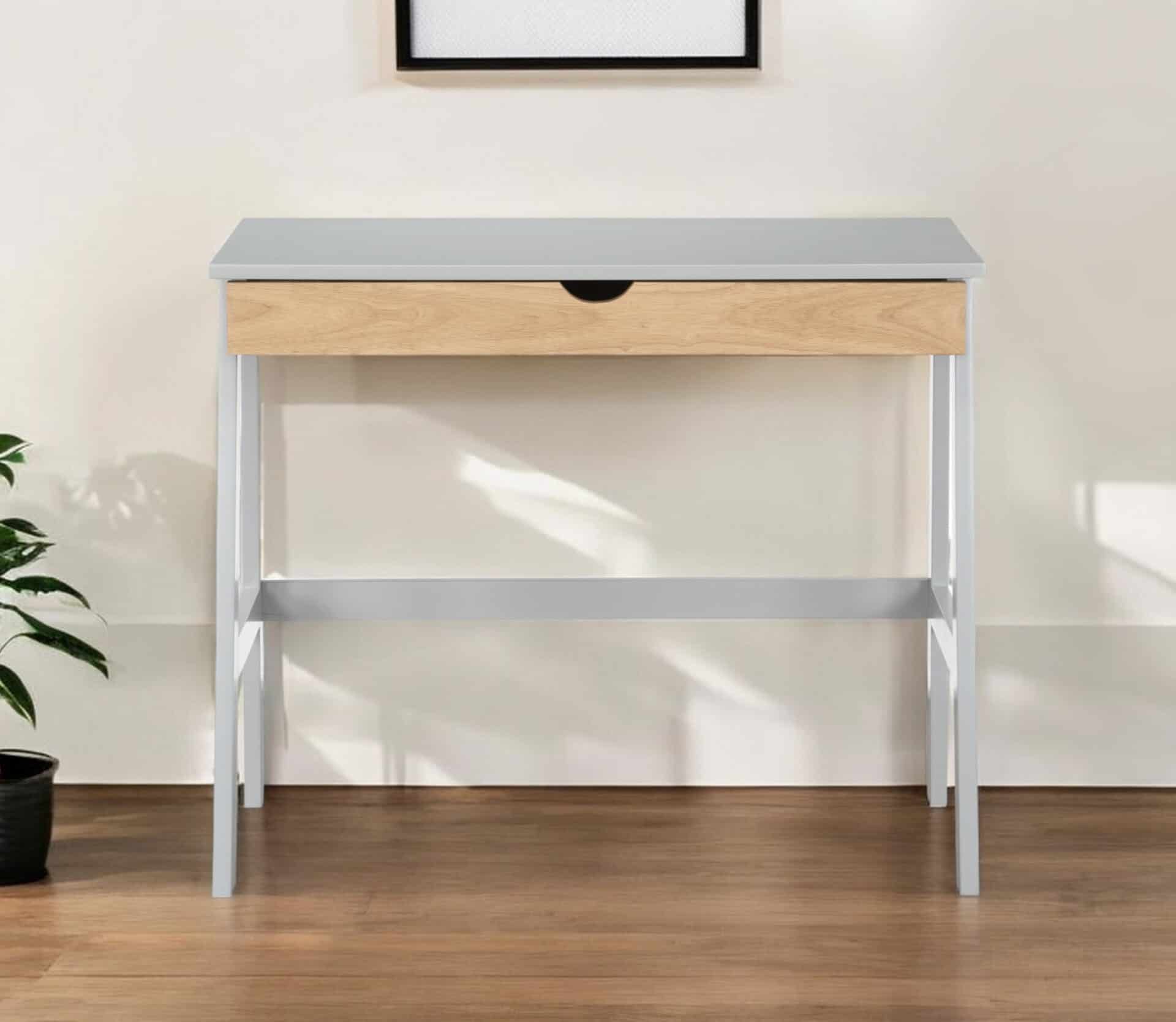Gray and Natural Writing Desk with Drawer for Home Office 1 Gray and Natural Writing Desk with Drawer for Home Office