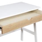 Two Tone White and Natural Writing Desk with Single Drawer 8 Two Tone White and Natural Writing Desk with Single Drawer
