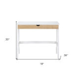 Two Tone White and Natural Writing Desk with Single Drawer 10 Two Tone White and Natural Writing Desk with Single Drawer