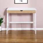 Two Tone White and Natural Writing Desk with Single Drawer 6 Two Tone White and Natural Writing Desk with Single Drawer