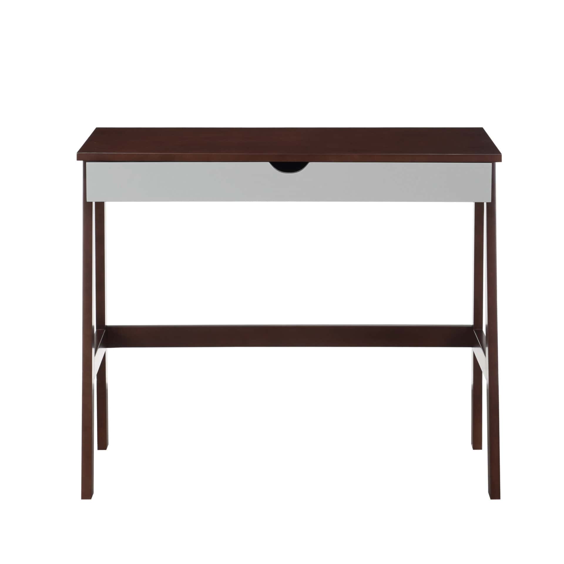 Two-Tone Brown and White Writing Desk with Drawer 2 Two-Tone Brown and White Writing Desk with Drawer - Image 2
