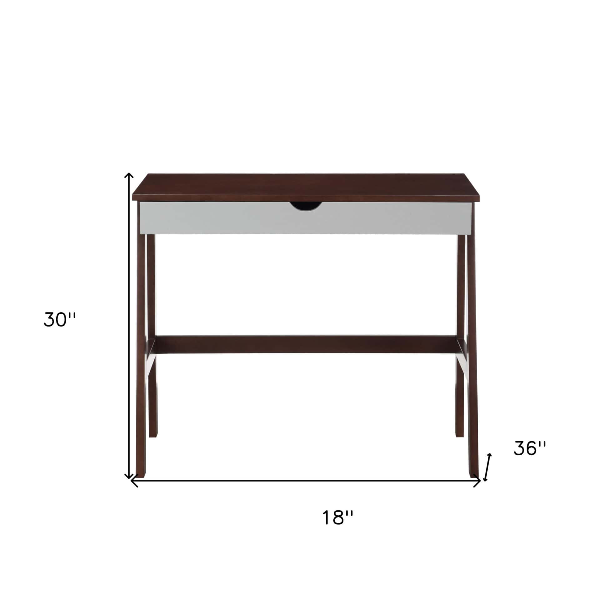 Two-Tone Brown and White Writing Desk with Drawer 5 Two-Tone Brown and White Writing Desk with Drawer - Image 5