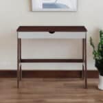 Two-Tone Brown and White Writing Desk with Drawer 6 Two-Tone Brown and White Writing Desk with Drawer