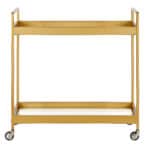 Industrial Brass Steel Glass Rolling Bar Cart With Wheels