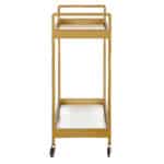 Industrial Brass Steel Glass Rolling Bar Cart With Wheels