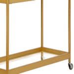 Industrial Brass Steel Glass Rolling Bar Cart With Wheels