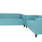 Teal Blue Modern Polyester Blend Sofa and Loveseat Set