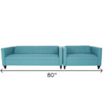 Teal Blue Modern Polyester Blend Sofa and Loveseat Set