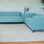 Teal Blue Modern Polyester Blend Sofa and Loveseat Set
