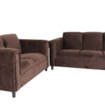 Dark Brown Five Person Microfiber Sofa and Loveseat Seating Set