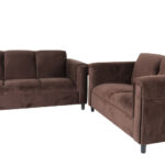 Dark Brown Five Person Microfiber Sofa and Loveseat Seating Set