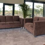 Dark Brown Five Person Microfiber Sofa and Loveseat Seating Set