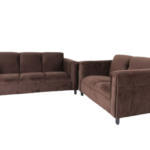 Dark Brown Five Person Microfiber Sofa and Loveseat Seating Set