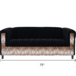 Leopard and Black Velvet Sofa and Loveseat Seating Set