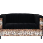 Leopard and Black Velvet Sofa and Loveseat Seating Set