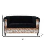 Leopard and Black Velvet Sofa and Loveseat Seating Set