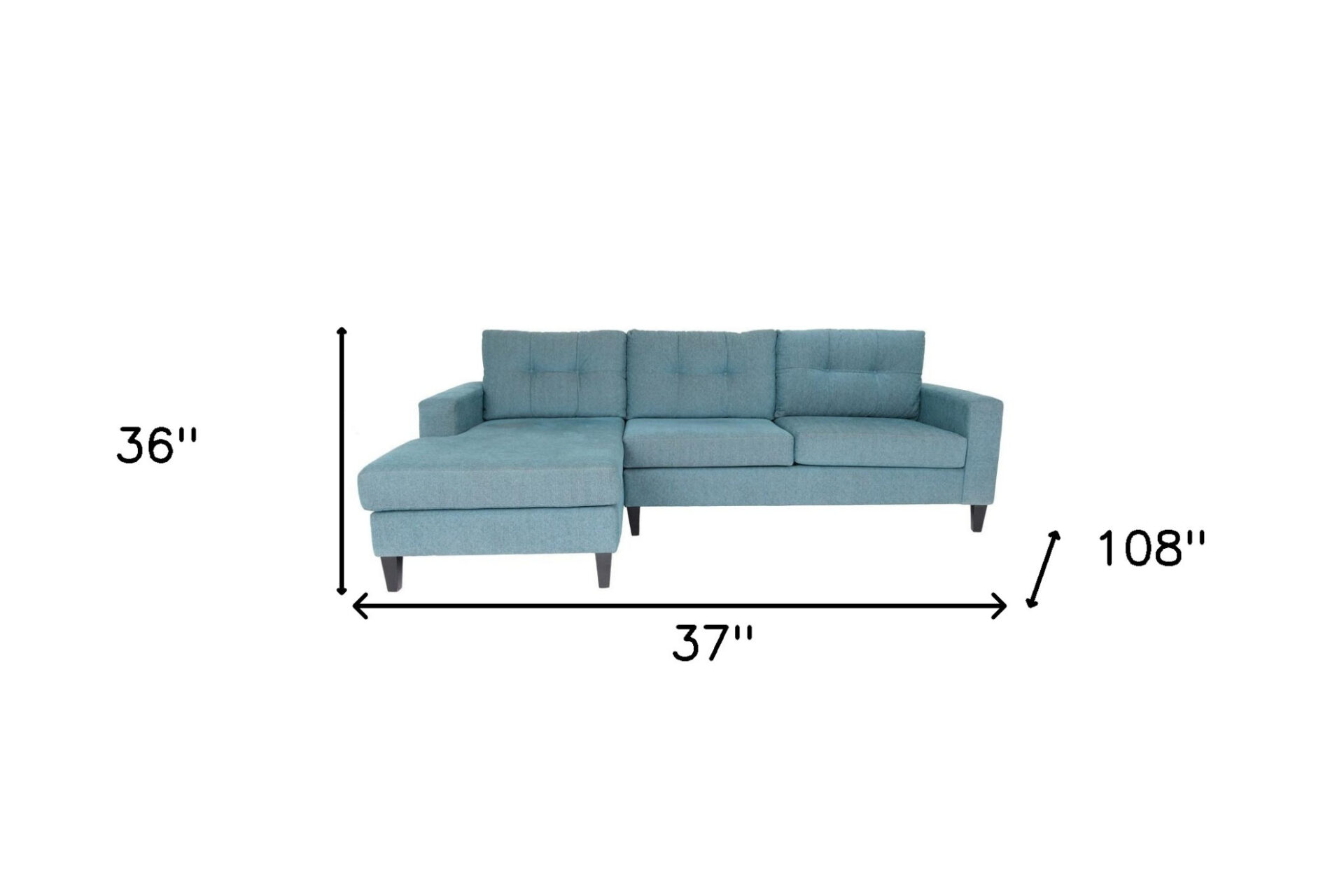 108 Inch Blue L Shaped Two Piece Corner Sectional 4 108 Inch Blue L Shaped Two Piece Corner Sectional - Image 4