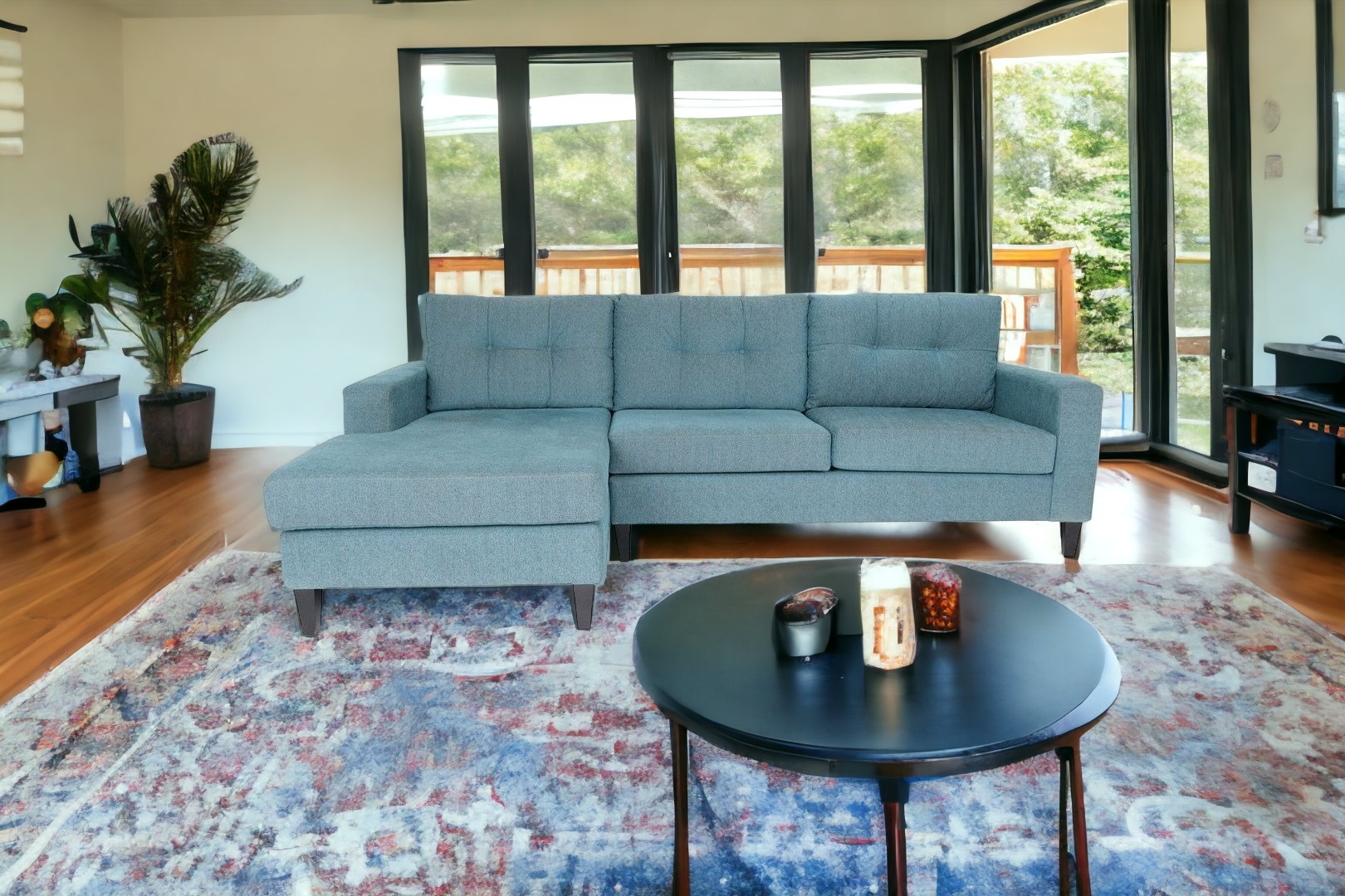108 Inch Blue L Shaped Two Piece Corner Sectional 5 108 Inch Blue L Shaped Two Piece Corner Sectional - Image 5