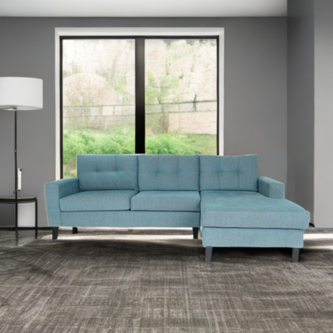 108 Inch Blue L Shaped Sofa and Chaise Sectional 5 108 Inch Blue L Shaped Sofa and Chaise Sectional - Image 5