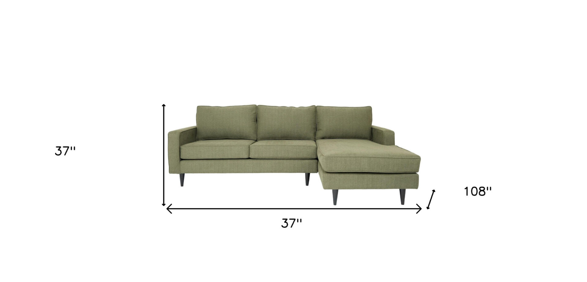 37-Inch Dark Green L Shaped Two Piece Sectional Sofa 5 37-Inch Dark Green L Shaped Two Piece Sectional Sofa - Image 5
