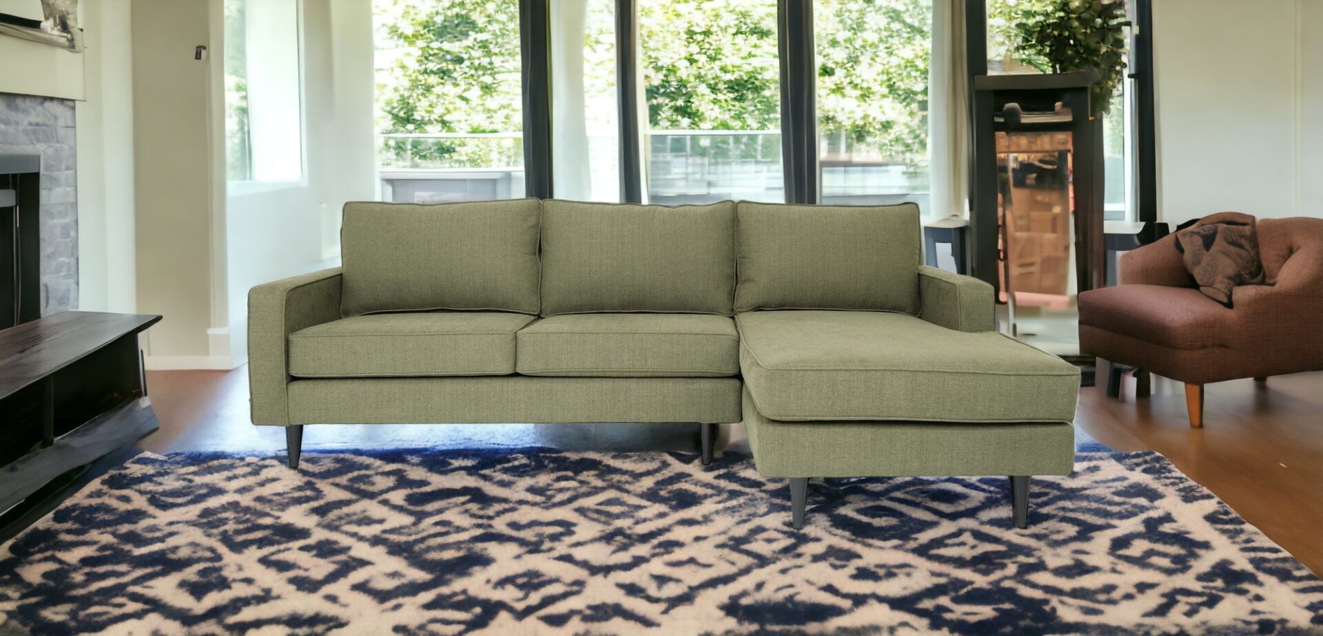 37-Inch Dark Green L Shaped Two Piece Sectional Sofa 2 37-Inch Dark Green L Shaped Two Piece Sectional Sofa - Image 2