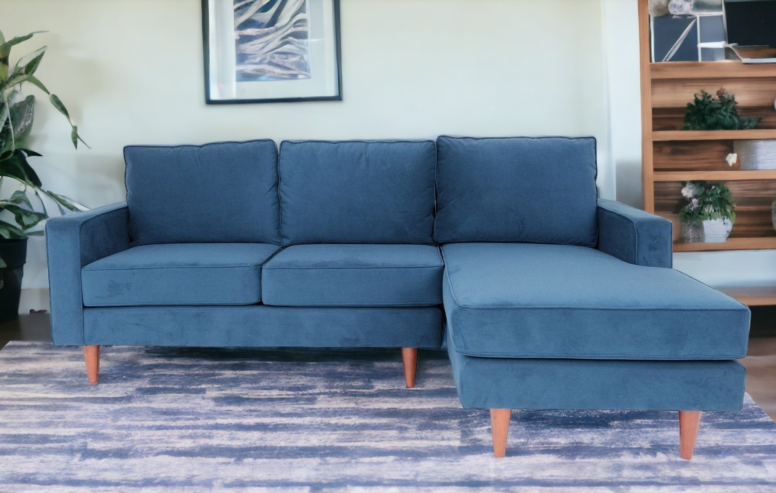 108 Inch Navy Blue L Shaped Corner Sectional Sofa 2 108 Inch Navy Blue L Shaped Corner Sectional Sofa - Image 2