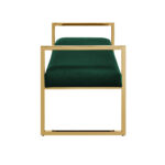 48" Modern Hunter Green Velvet Bench with Gold Base 13 48" Modern Hunter Green Velvet Bench with Gold Base