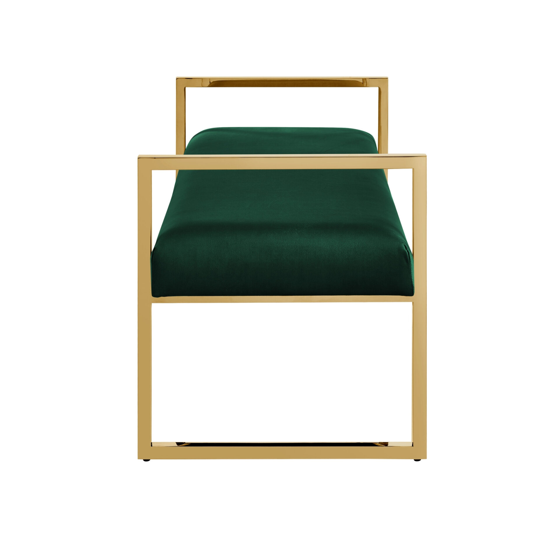48" Modern Hunter Green Velvet Bench with Gold Base 4 48" Modern Hunter Green Velvet Bench with Gold Base - Image 4