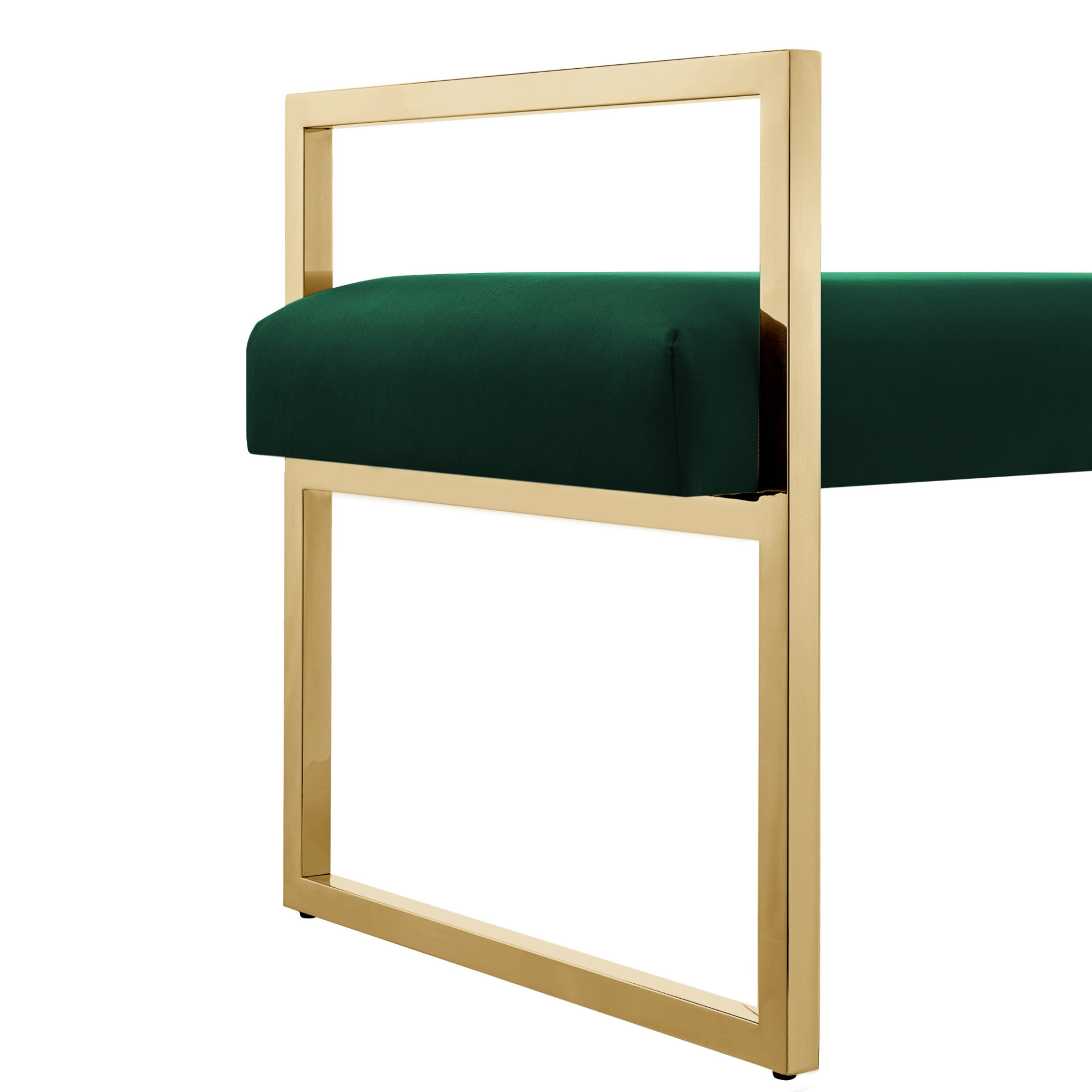 48" Modern Hunter Green Velvet Bench with Gold Base 6 48" Modern Hunter Green Velvet Bench with Gold Base - Image 6