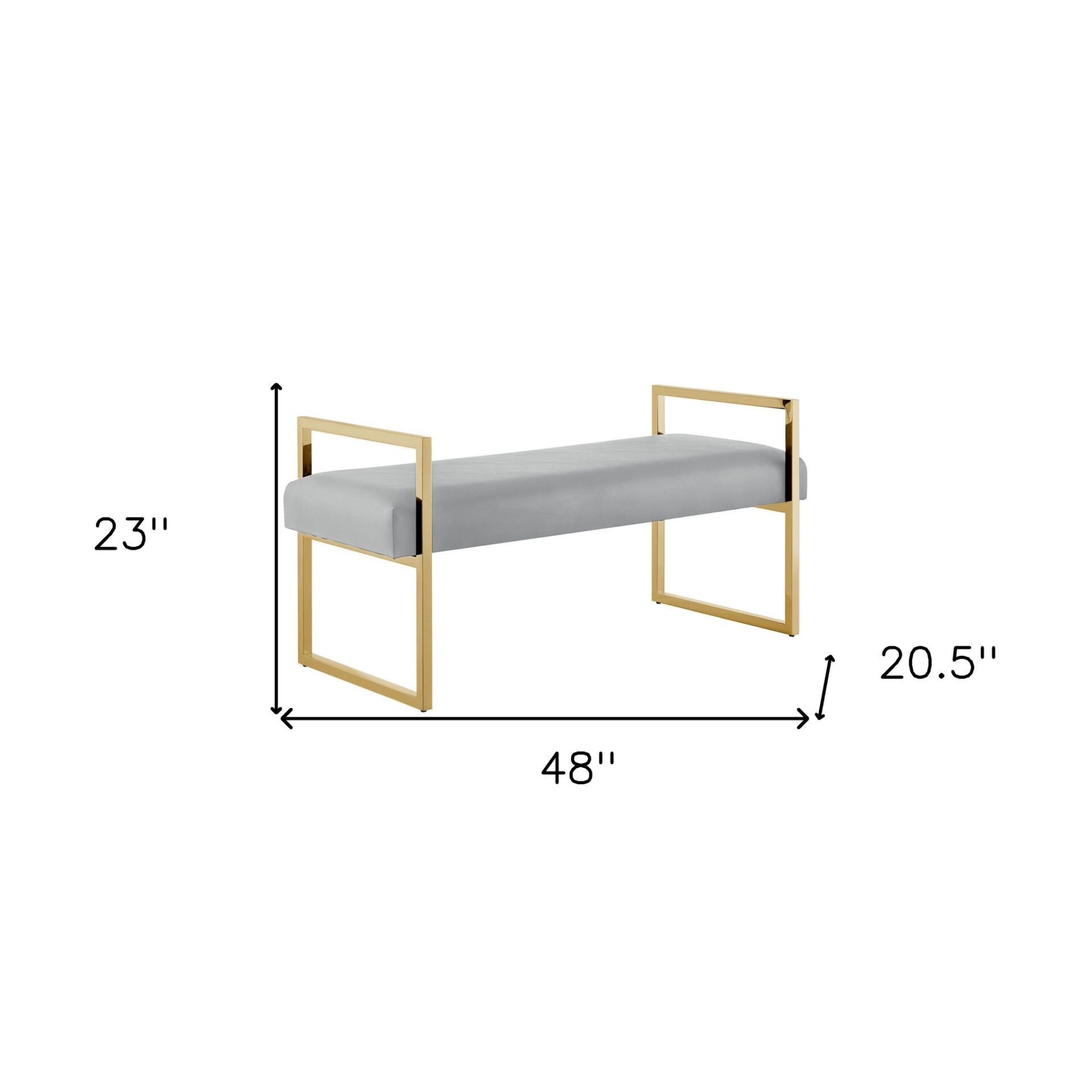 48" Modern Gray and Gold Faux Leather Upholstered Bench 5 48" Modern Gray and Gold Faux Leather Upholstered Bench - Image 5