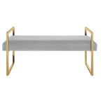 48" Modern Gray and Gold Faux Leather Upholstered Bench 8 48" Modern Gray and Gold Faux Leather Upholstered Bench