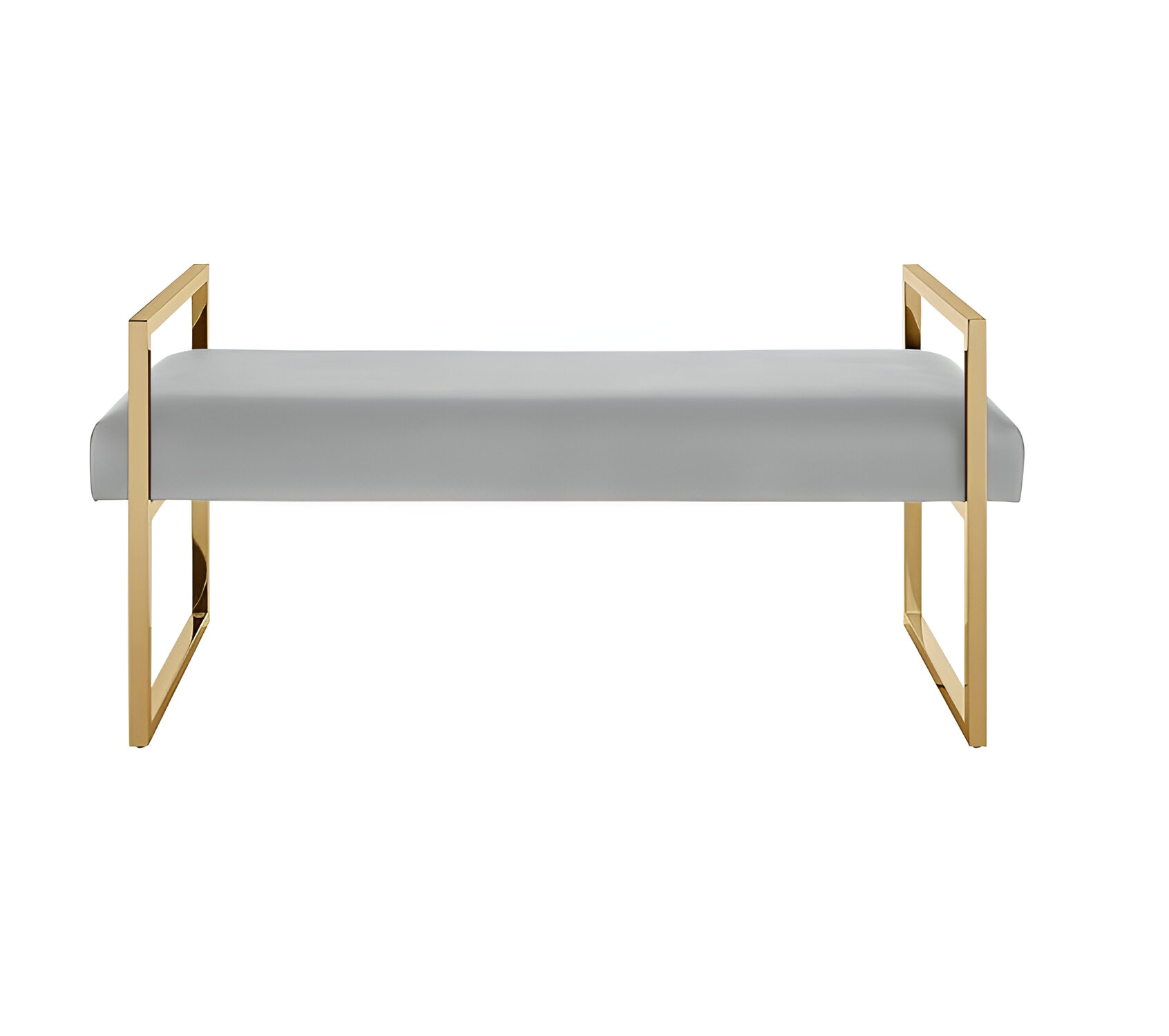 48" Modern Gray and Gold Faux Leather Upholstered Bench 2 48" Modern Gray and Gold Faux Leather Upholstered Bench - Image 2
