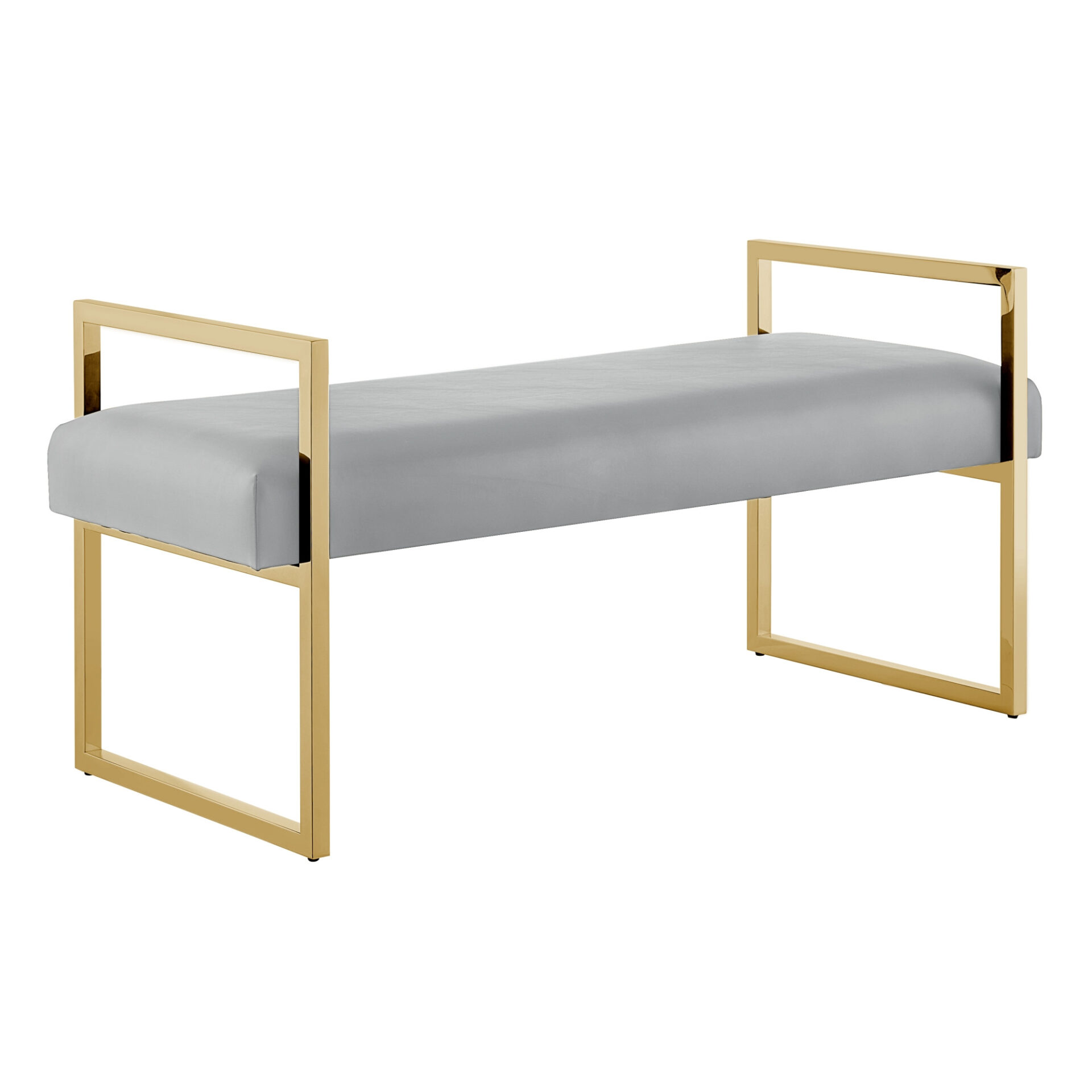 48" Modern Gray and Gold Faux Leather Upholstered Bench 3 48" Modern Gray and Gold Faux Leather Upholstered Bench - Image 3