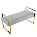 48" Modern Gray and Gold Faux Leather Upholstered Bench 10 48" Modern Gray and Gold Faux Leather Upholstered Bench