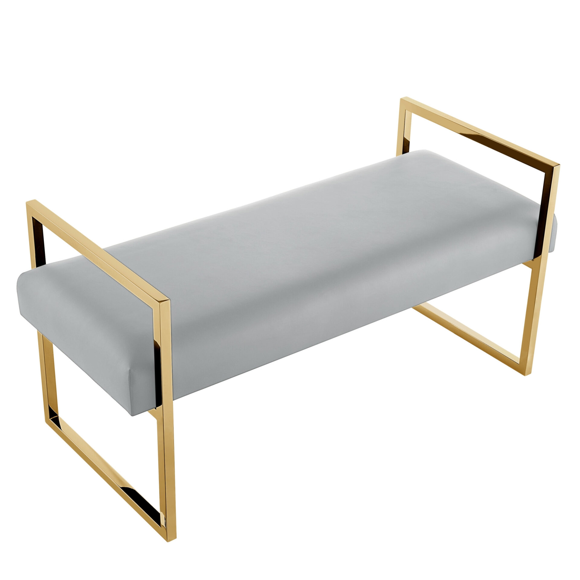 48" Modern Gray and Gold Faux Leather Upholstered Bench 4 48" Modern Gray and Gold Faux Leather Upholstered Bench - Image 4