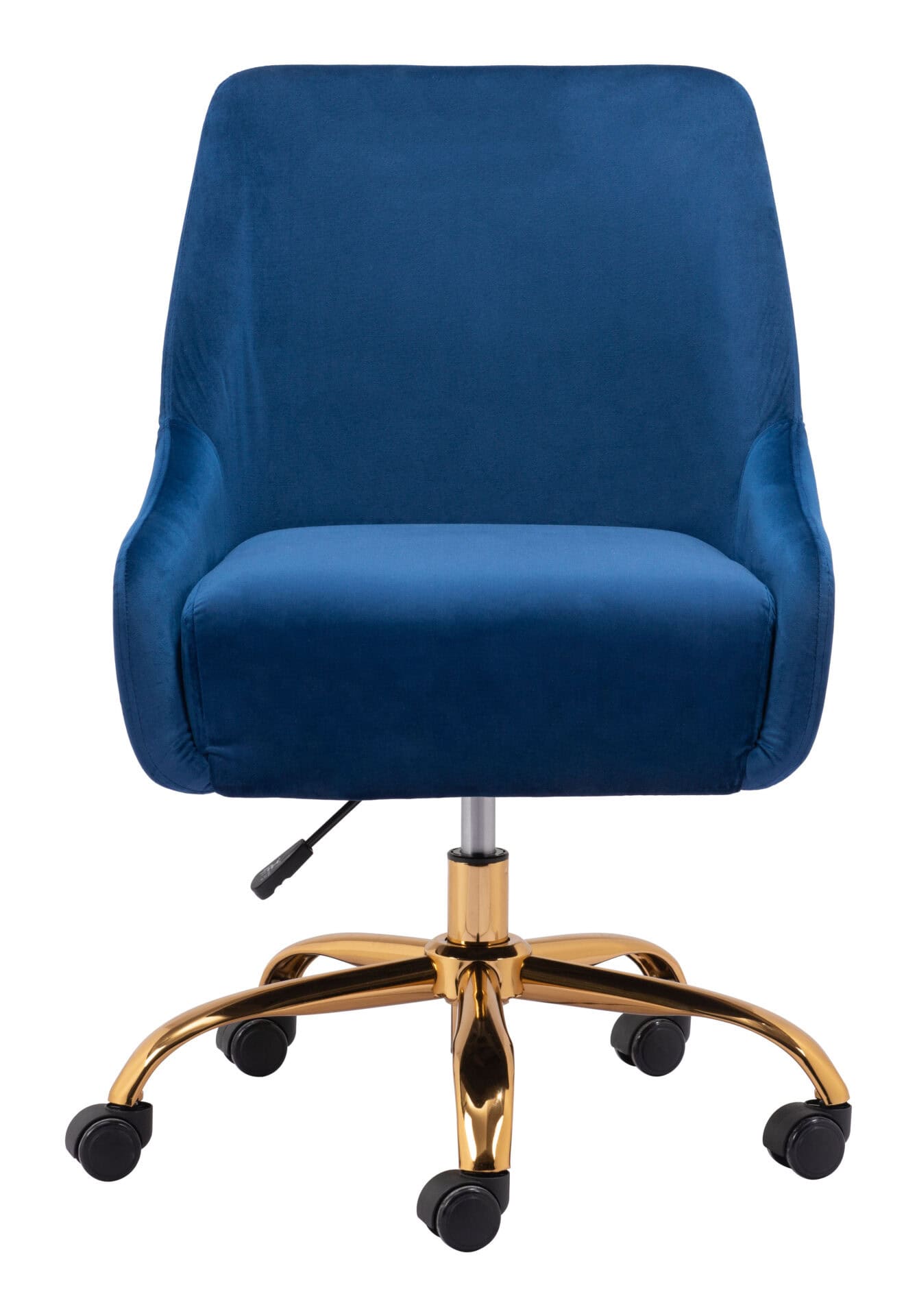 Navy Blue Velvet Office Chair with Gold Base and Adjustable Height 5 Navy Blue Velvet Office Chair with Gold Base and Adjustable Height - Image 5