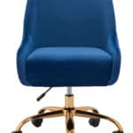 Navy Blue Velvet Office Chair with Gold Base and Adjustable Height 16 Navy Blue Velvet Office Chair with Gold Base and Adjustable Height
