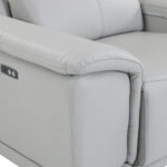 110 Inch Light Gray Italian Leather Power Reclining Sectional With Console