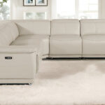 110 Inch Beige Italian Leather Power Reclining U Shaped Sectional