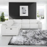 110 Inch White Italian Leather Power Reclining L Shaped Sectional (5 Piece)
