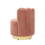 27 Inch Blush Velvet Tufted Swivel Barrel Chair Modern Style