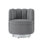 27-Inch Gray Velvet Tufted Swivel Barrel Accent Chair 10 27-Inch Gray Velvet Tufted Swivel Barrel Accent Chair