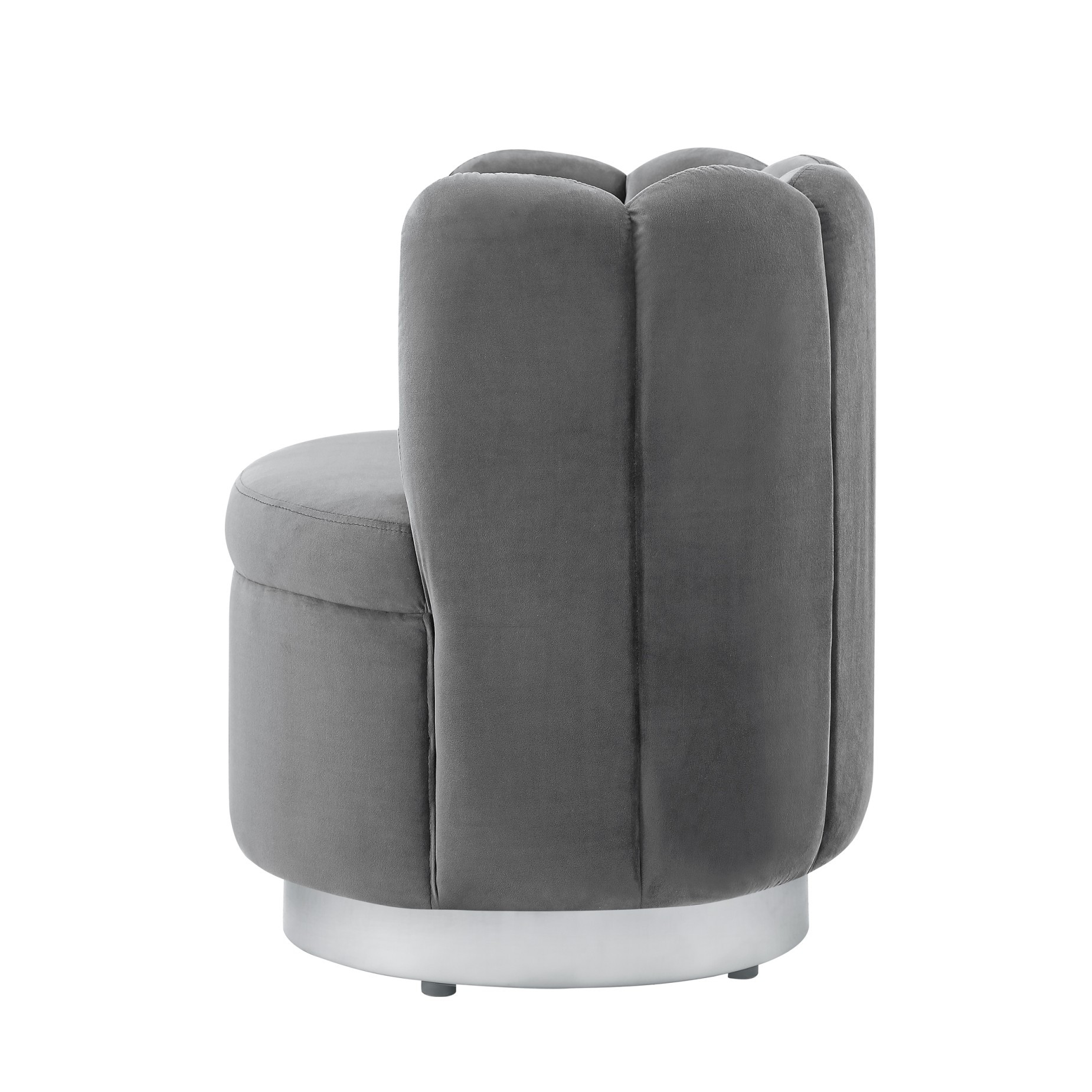 27-Inch Gray Velvet Tufted Swivel Barrel Accent Chair 2 27-Inch Gray Velvet Tufted Swivel Barrel Accent Chair - Image 2