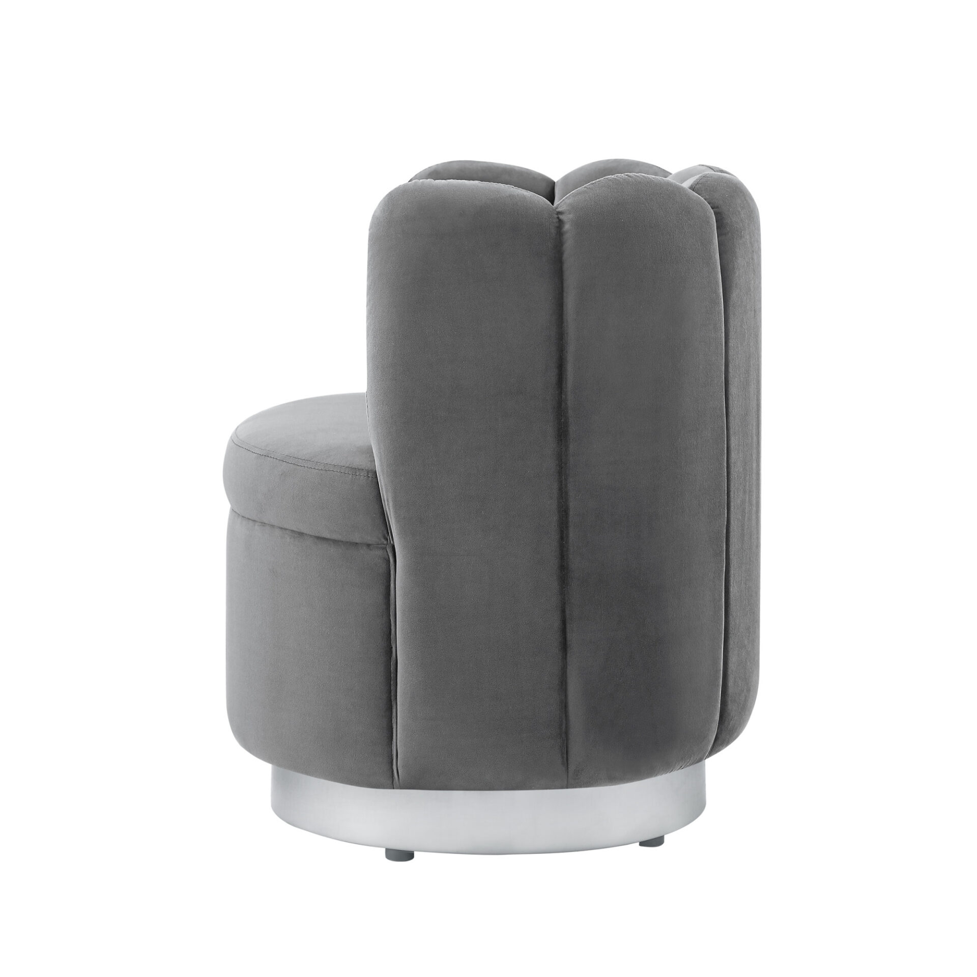 27-Inch Gray Velvet Tufted Swivel Barrel Accent Chair 3 27-Inch Gray Velvet Tufted Swivel Barrel Accent Chair - Image 3