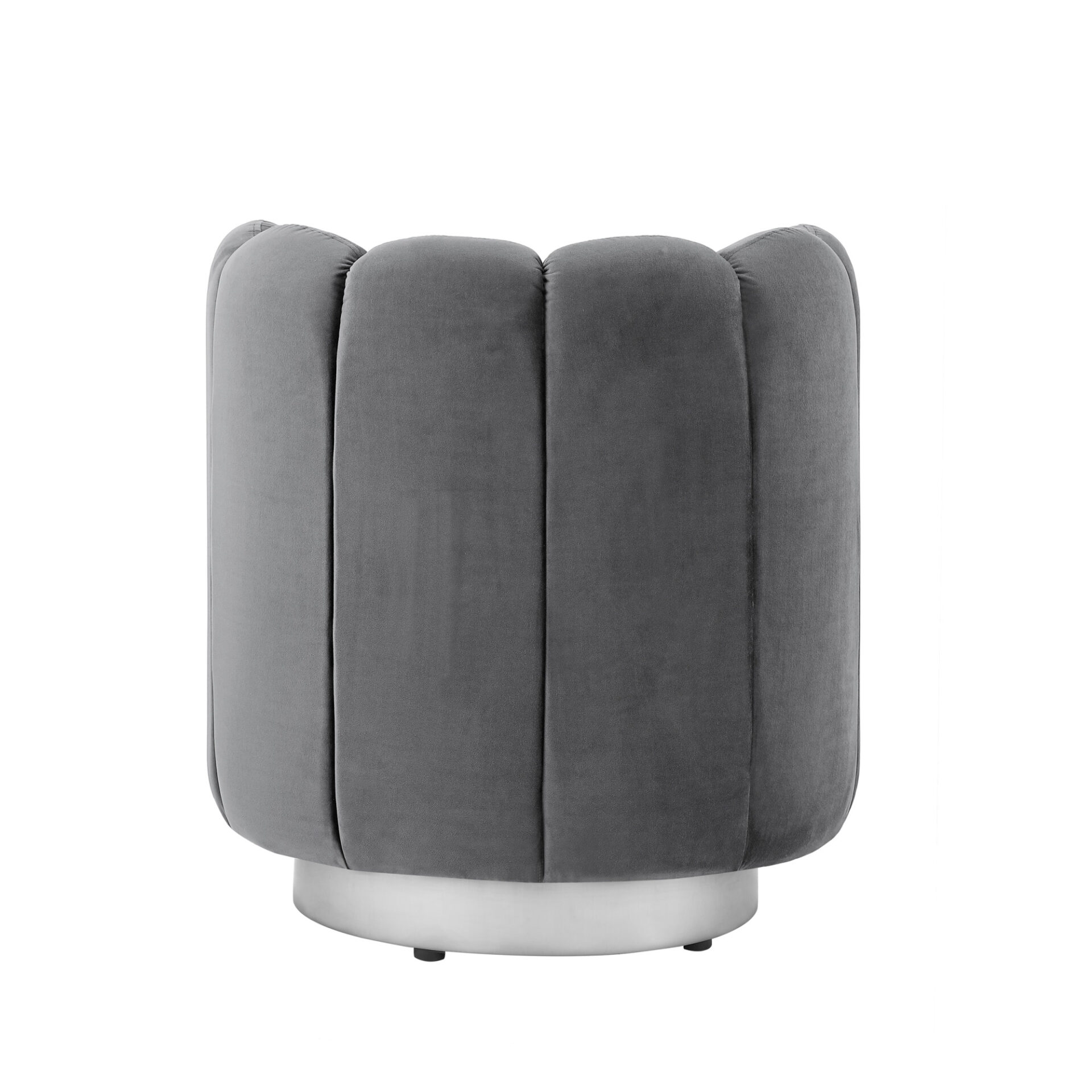 27-Inch Gray Velvet Tufted Swivel Barrel Accent Chair 4 27-Inch Gray Velvet Tufted Swivel Barrel Accent Chair - Image 4